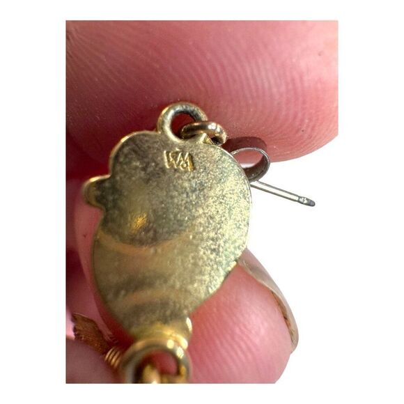 Vtg WMCO WHEELER SOUTHWESTERN Gold Tone Goldstone Feather Dangle EARRINGS Post - Picture 7 of 9